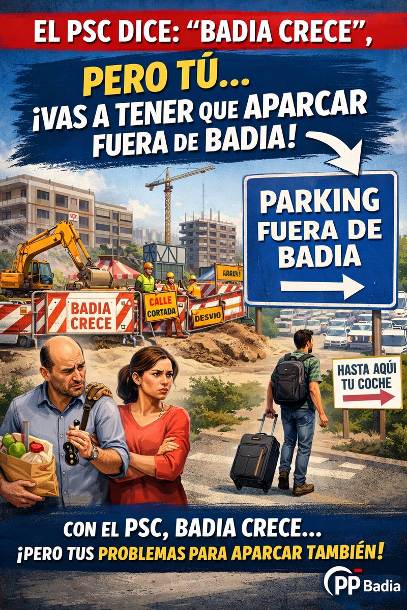 El PSC dice “Badia crece”…
👉 Pero tu coche crece fuera de Badia. 🚗❌
#BadiaDelValles #Badia