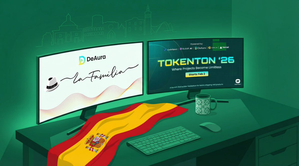 DeAuraio's tweet image. TokenTon26 Partnership Announcement

We are happy to announce the involvement of @LaFamilia_so in our upcoming builder competition, TokenTon26.

We invite all members of @LaFamilia_so to join TokenTon26 and sprint to build your product and attach real cash flow to your company…