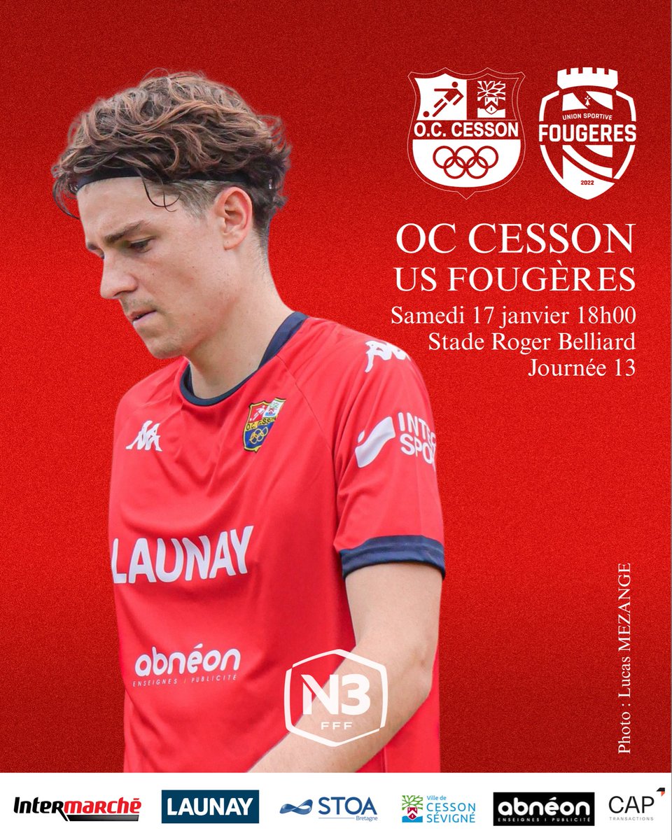 [NATIONAL 3]

🔜 Dernier match de la phase aller samedi pour nos Rouge &amp; Bleu qui recevront l'US Fougères.

🎟️ Billetterie en ligne : urlr.me/TJFfku

#TeamOCC
