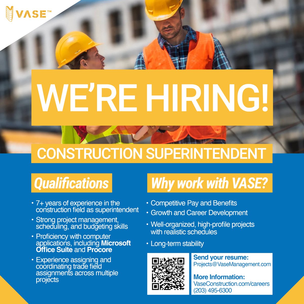 vaseconstruct's tweet image. VASE Construction is looking for an experienced Construction Superintendent to join our growing team. 
Lead projects, manage crews, and help us build quality spaces across Connecticut.
📩 Apply or inquire today! Let’s build together.