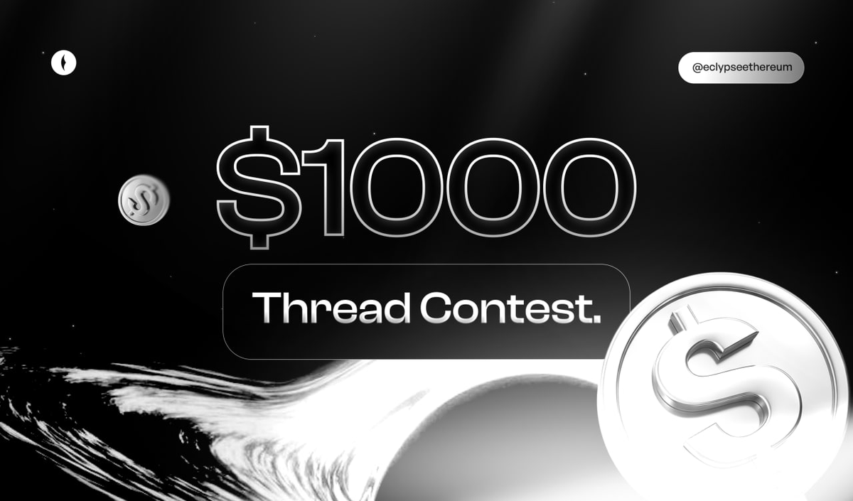 eclypseethereum's tweet photo. 🧵 Eclypse's Second $1000 Thread Contest!

We’re dropping our second thread contest after we had a lot of positive feedback on the first one. You know the drill. Write a thread on X about what Eclypse is and why it’s unique and get a chance to win from our $1000 prize pool!💰

How to enter:
* Post a thread about Eclypse on X with the #eclypseplatform
* Follow us on X: follow here (https://t.co/K2WHwCHNpZ)
* Join our Telegram: join here (https://t.co/qCZ7PoROm0)
* Invite 1 friend to the Telegram community
* Stay active and engaged

Prize Pool Breakdown:
🏆 4 winners → $250 each
🏆 5 winners → Spot in the exclusive 100 Eclypsians Club

📅 Winners will be announced on February 2nd at 5PM UTC in our Telegram community!