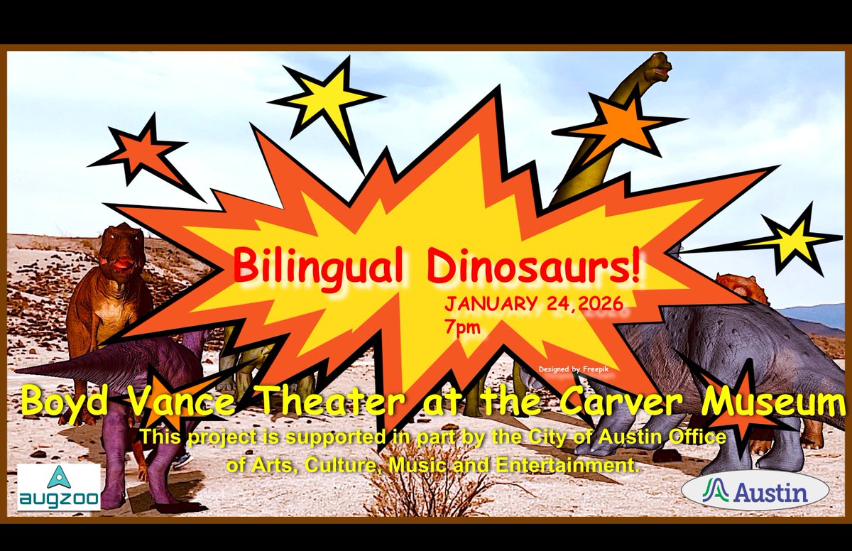 augzoo's tweet photo. Bilingual Dinosaurs! is coming to the Boyd Vance Theater, Saturday January 24th, 2026 @ 7pm! https://t.co/5DB0BxEJzl