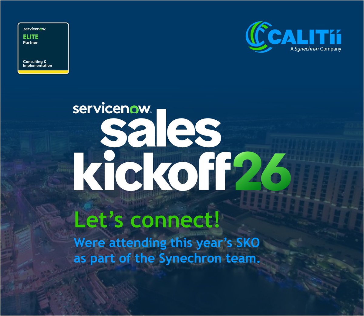 ItsCalitii's tweet photo. Calitii is off to ServiceNow's SKO in Las Vegas next week as part of the Synechron ServiceNow Practice team.
Looking forward to connecting withsales leaders across banking, financial services, insurance, and other highly regulated industries!
https://t.co/0MLnBgkLMs https://t.co/IWUnY3Hcpp