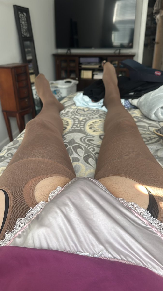 captwolfie's tweet photo. Could not wait to get home and slip into some satin and nylon. Home alone for a few, I’m going to use it wisely. https://t.co/HIOYGETeTj