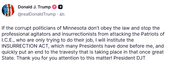 RJ0's tweet photo. Please enact the Insurrection Act to protect the hard working law enforcement officers.  Arrest anyone and everyone who assaults or interferes with an ICE officer. https://t.co/oFsrcSUQAm