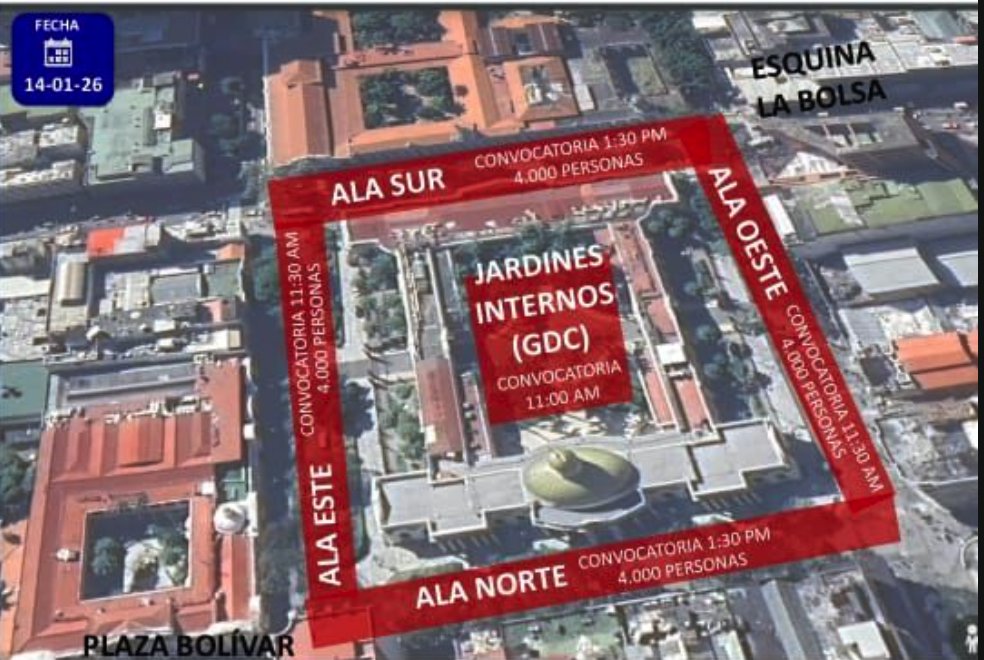 🇻🇪🏰 – NO HAY CASUALIDADES:

Hoy, a la misma hora que se reuniría MCM con Trump, es el "Mensaje Anual a la Nación 2026" por parte de Delcy:

Son ~15.750 convocados a asistir.

– El Q de convocados es bajo: La "Gran Marcha" por la liberación de NM y CF fue 2.5x mayor (41.000