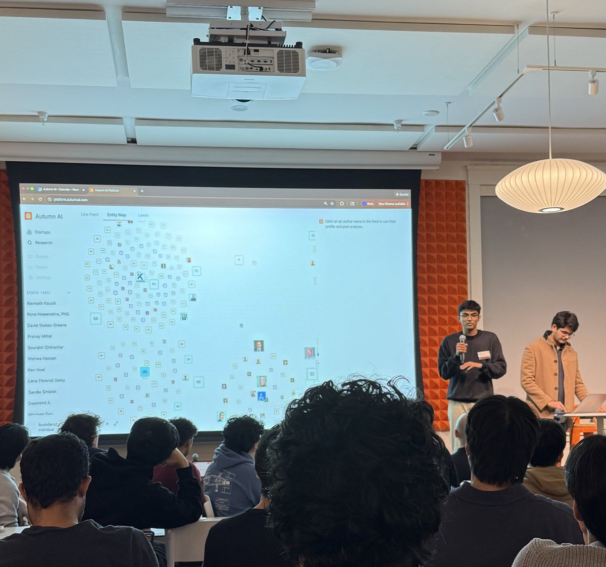 Last night <a href="/shiv_kampani/">Shiv Kampani</a> and I had fun demoing <a href="/autumn_ai_inc/">Autumn AI, Inc.</a> -- always on sales intelligence at <a href="/ycombinator/">Y Combinator</a>’s first group event.

huge thank you to <a href="/kocalars/">Selin Kocalar</a> <a href="/raunakdoesdev/">Raunak</a> <a href="/will_lawrenceTO/">Will Lawrence</a> for all your fantastic advice and <a href="/BraidenDishman/">Braiden Dishman</a> for the picture!