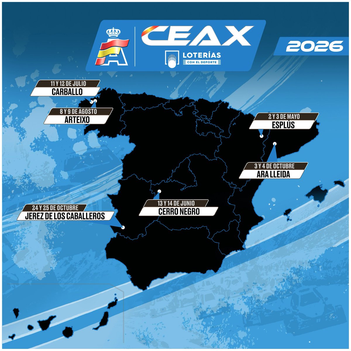 📢 El calendario del CEAX Loterías tendrá seis pruebas en 2026

⚪ El Campeonato de España de Autocross mantiene sus trazados habituales

📌 goo.su/K2zb0

#CEAXLoterías
#autocross #offroad