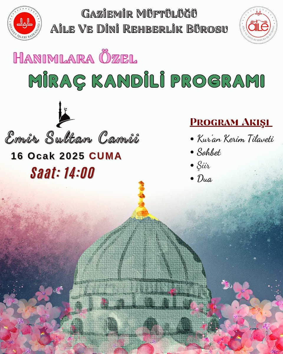 2026 YILI HANIMLARA ÖZEL MİRAÇ KANDİLİ PROGRAMINA DAVET