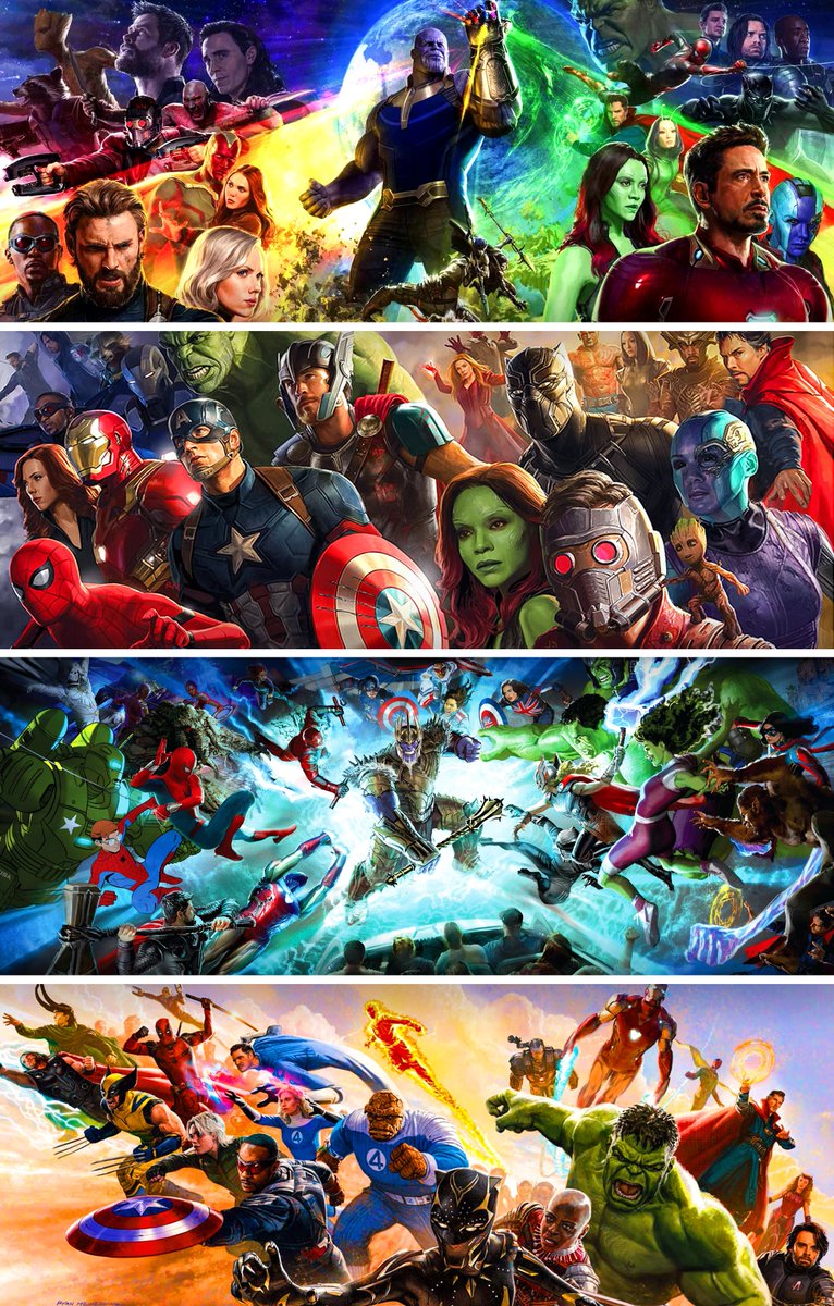 MCU_Direct's tweet photo. Official AVENGERS murals created by Marvel Studios creative director Ryan Meinerding through the years🔥 https://t.co/1qpAoBib3X