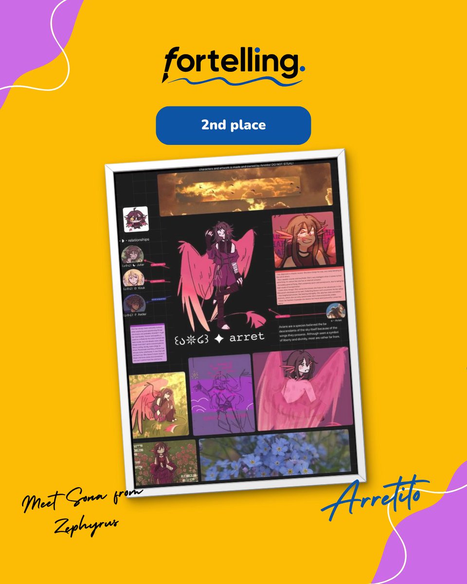 FortellingApp's tweet photo. 🥇 First Place: Tabsify and Asherkoifish!

"This is a mood board featuring a few characters from mine and Ash's Webtoon comic, Spirit Box Specters! It represents vibes and interests associated with our characters, and brief summaries of each of their stories."

#MoodBoard https://t.co/Ru7aayGccj