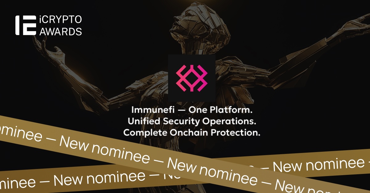 🚀 Vote Now! Immunefi 👍
 
Immunefi has been nominated for 
“Best DeFi Project” at the 
iCrypto Awards: People’s Choice!
Show your support and help them win 🏆

👉 icryptoawards.com/nominees/crypt…

#iCryptoAwards #cryptocurrencies #DeFiProject #DeFi #Awards #Crypto #Everaues #Immunefi