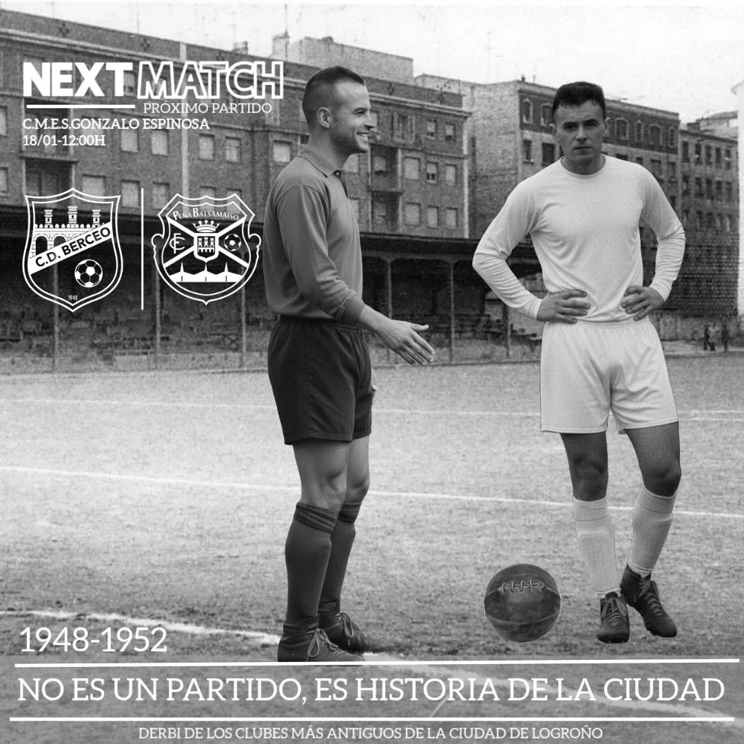 BALSAMAISO's tweet photo. #tercerarfef
@cdberceo - @BALSAMAISO
Domingo 18 de Enero
12 Horas.
Municipal El Salvador โGonzalo Espinosaโ
No es un partido, es historia de la ciudad.
Derbi entre los dos histรณricos de la Ciudad de Logroรฑo
#Logroรฑo
#Historicos
#DerbiDeLaCiudad https://t.co/czYfWud2Lw