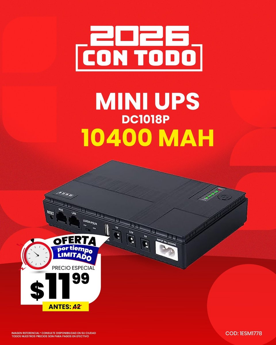 novicompu's tweet image. ⚡✨ Novinauta: un 2026 con todo en seguridad
Protege tus dispositivos con nuestros UPS. 🔌🖥️

Al mejor precio, por tiempo limitado.
Visítanos en Novicompu antes de que se terminen. 🚀

#Novinauta #Novicompu #UPS #Seguridad #Tecnología #Ofertas2026