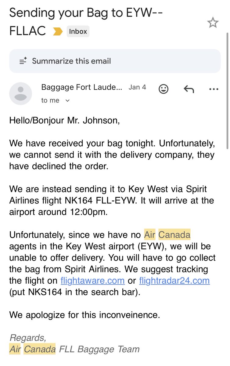 The_MC_Johnson's tweet photo. @AirCanada Good weather or bad weather…it doesn’t matter.  Air Canada won’t get you or your bags where you paid them to take you! https://t.co/7iuX4ASH60