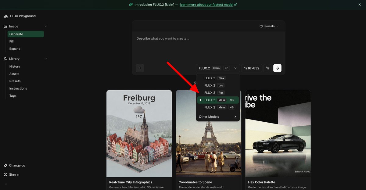 Playground model picker