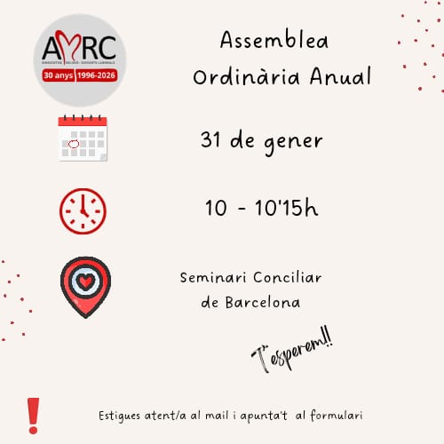 Us recordem que el dia 31 de gener hi ha l'assemblea ordinària anual a Barcelona.