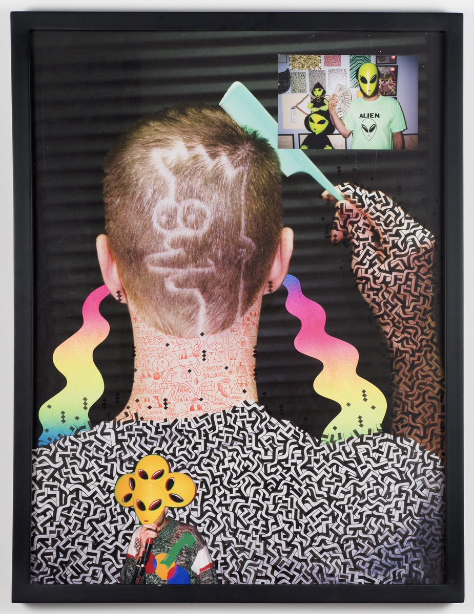 This Saturday, Jan. 17 at 2pm, come to Fleisher/Ollman,
915 Spring Garden St, Suite 215, Phila. For a conversation between Isaac Tin Wei Lin and me about his current art show. 
Image by Isaac Tin Wei Lin, Alien Joke Words Portrait of Andrew Jeffrey Wright, 2012.