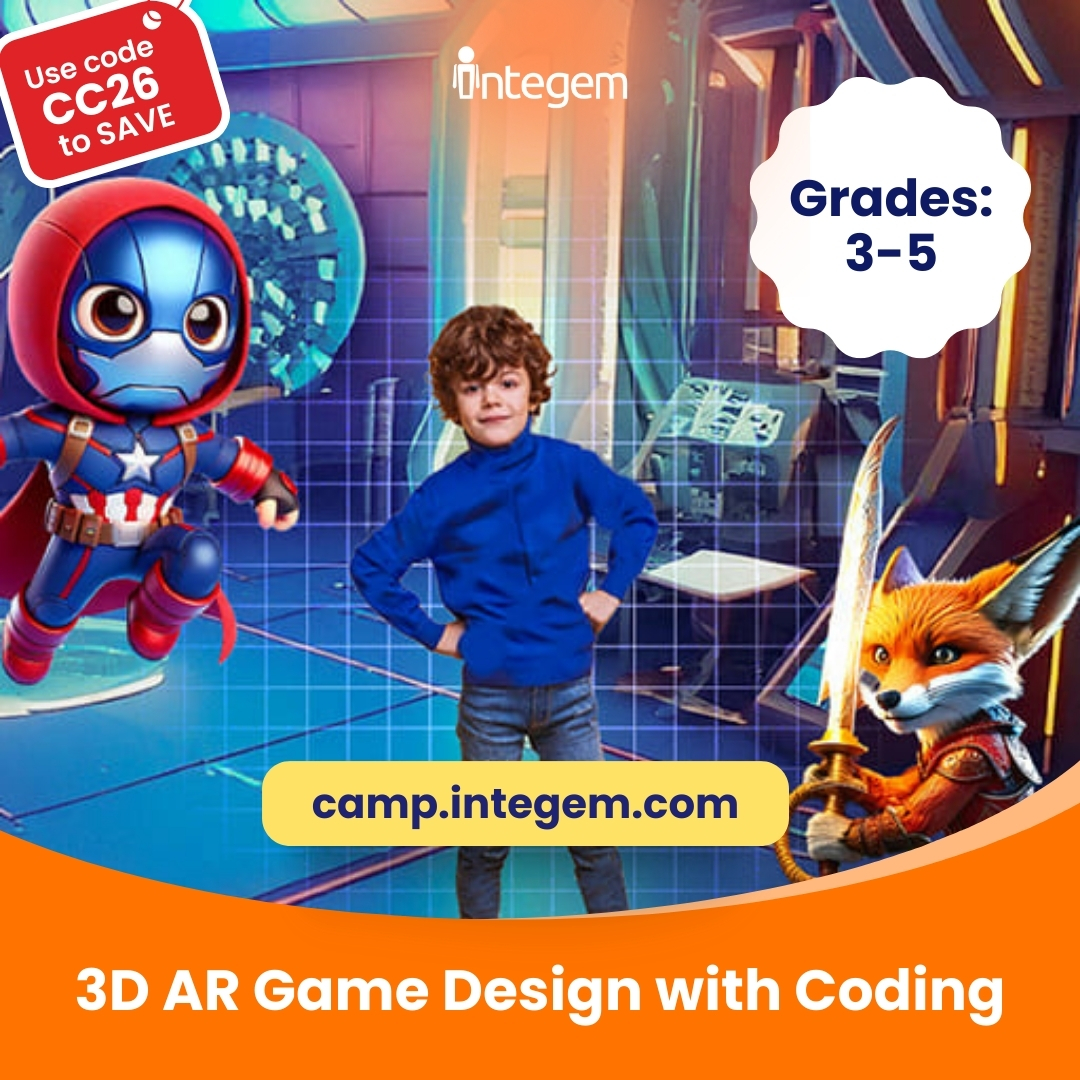 Integem_Inc's tweet photo. Young game designers move beyond flat 2D and create animated 3D characters inspired by Minecraft, Roblox, and Pokémon.
👉 https://t.co/ozdALTpc1y
🎟️ Use code CC26 to save
#Robotics #STEM #coding #Integem #summercamp #AR #SpaceTech #art #gamedesign #animation #3D #AI #2D https://t.co/SOuNvRche3