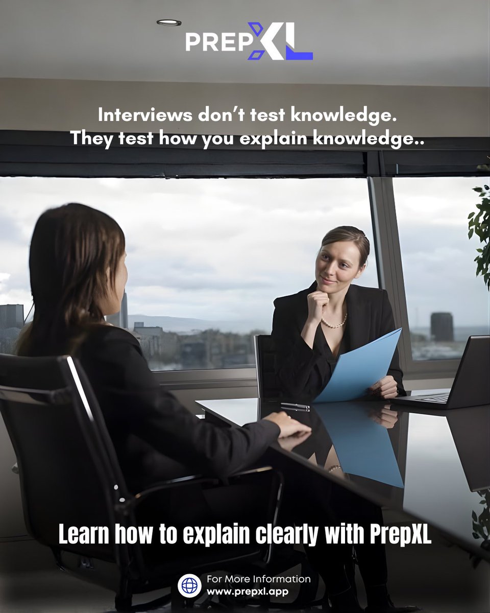 prepxlapp's tweet photo. Stop guessing what to say.
Start explaining with confidence.

Train structured thinking with PrepXL.

#PrepXL #InterviewSuccess #CareerCoach #JobPrep https://t.co/Qo4jDPBdjz
