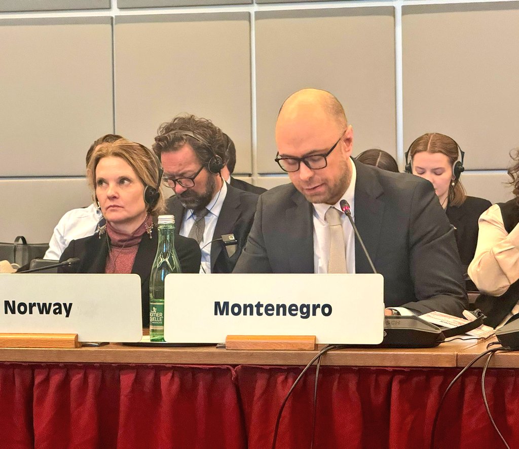 MNE_IO_Vienna's tweet photo. Today we welcomed @SwissMFA Ignazio Cassis to the #OSCEPC, as Switzerland assumed the @OSCE Chairpersonship.
Commending his address and priorities for 2026, Ambassador Radulović delivered national statement, reaffirming Montenegro’s support for inclusive multilateral dialogue, respect for human rights, the #HelsinkiPrinciples and enhancing trust & security across the #OSCE area.