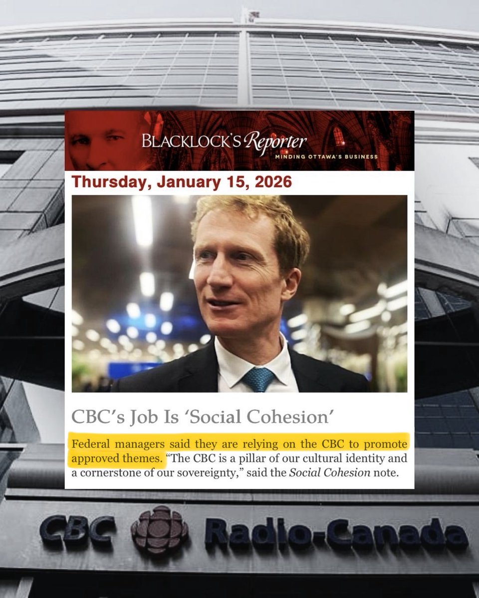 RachaelThomasAB's tweet image. The Liberals claim the CBC is an independent public broadcaster — not a government messaging arm.

Yet the Liberals are relying on the CBC to promote approved themes and drive “social cohesion.”

Journalism should hold government to account, not echo state-directed narratives.