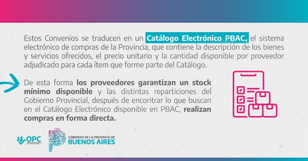 ContratacionPBA's tweet photo. ¿Cómo se realizan las grandes compras y contrataciones de la @BAProvincia ?

👉 Conocé todos los detalles de los convenios marco de compras https://t.co/nQIqehqBmN