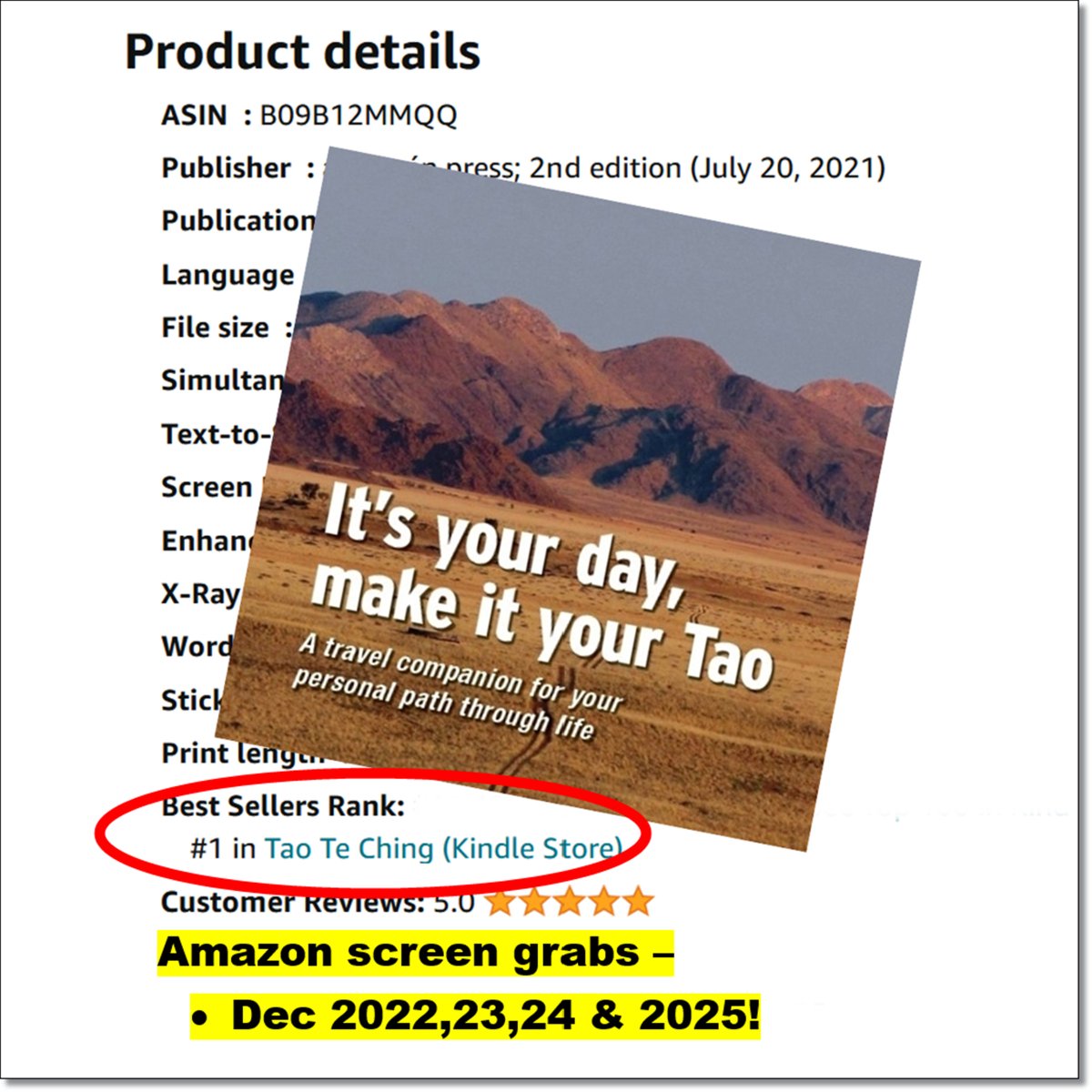 YourDayYourTao's tweet image. THANK YOU !!
to all of you who have kept us on top of our Amazon category for the past four years.
If you don’t have your own copy and you want to download with bite-sized bits of wisdom for your phone, find out more at Amazon or yourdayyourtao.org/shop/

#TaoTeChing #SelfHelp