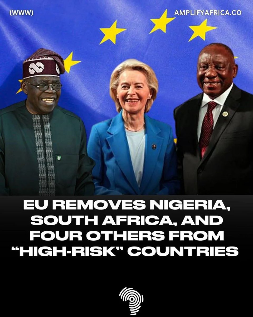 GOOD NEWS!

The European Union (EU) has removed Nigeria from its list of “High-Risk Third Country Jurisdictions.

This development is the latest vote of confidence in the FG’s efforts to combat money laundering and clean up the Nigeria’s finance risk profile.

It also follows the