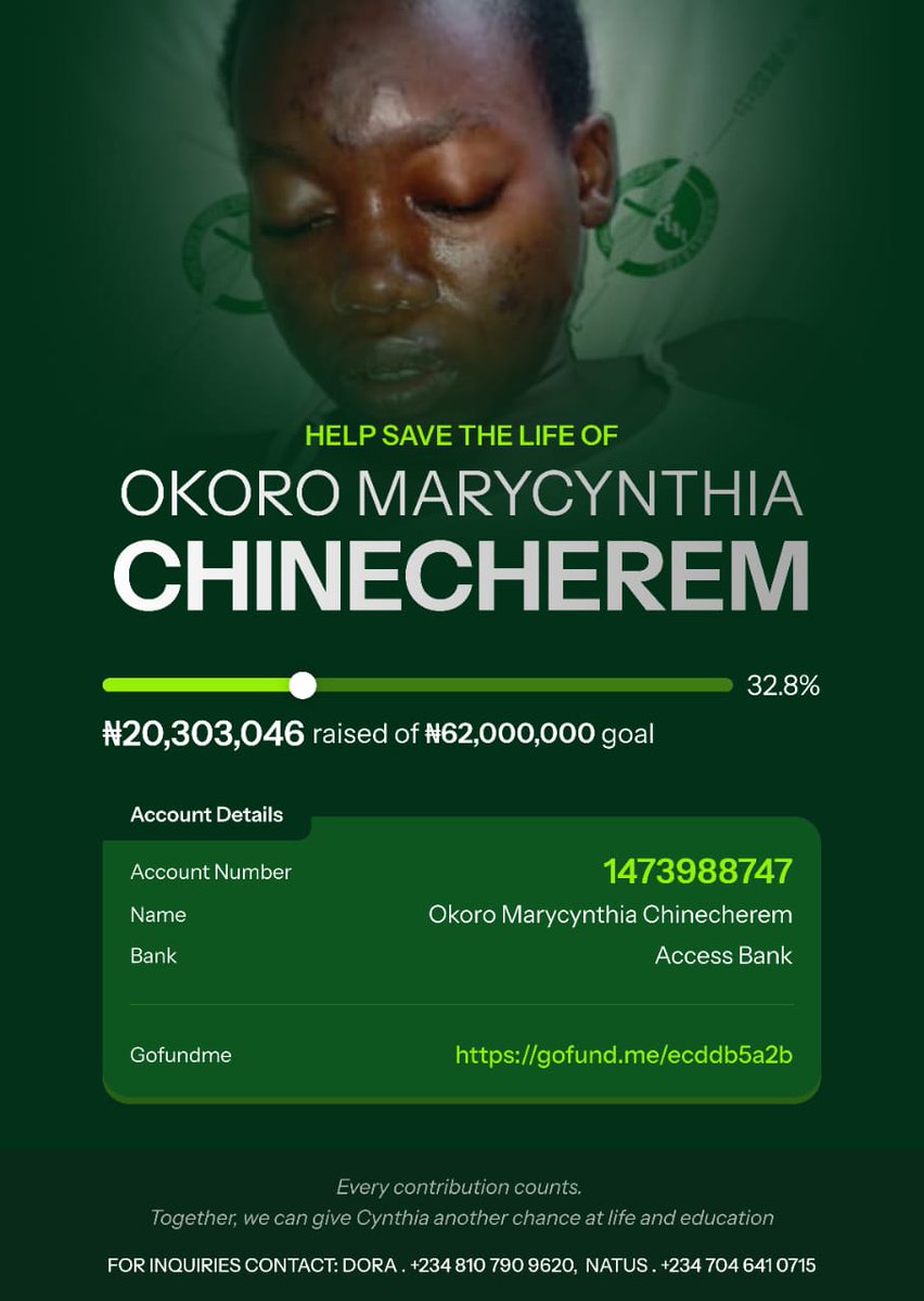 dora_theophilus's tweet image. Day 42 of asking the world to help save Marycynthia's life. 

Thank you for standing with us so far.
Please , we are still pleading for your continued support as we've only reach 32.8% of what it will take to save Marycynthia's life. What we are fighting is cancer and cancer…