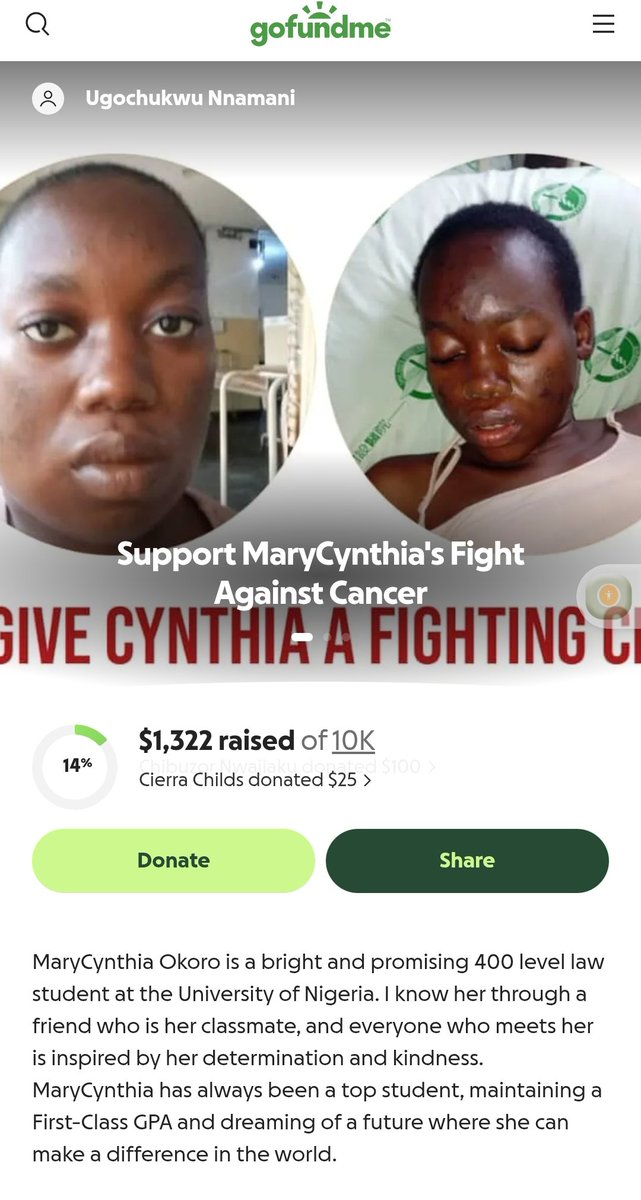 dora_theophilus's tweet image. Day 42 of asking the world to help save Marycynthia's life. 

Thank you for standing with us so far.
Please , we are still pleading for your continued support as we've only reach 32.8% of what it will take to save Marycynthia's life. What we are fighting is cancer and cancer…
