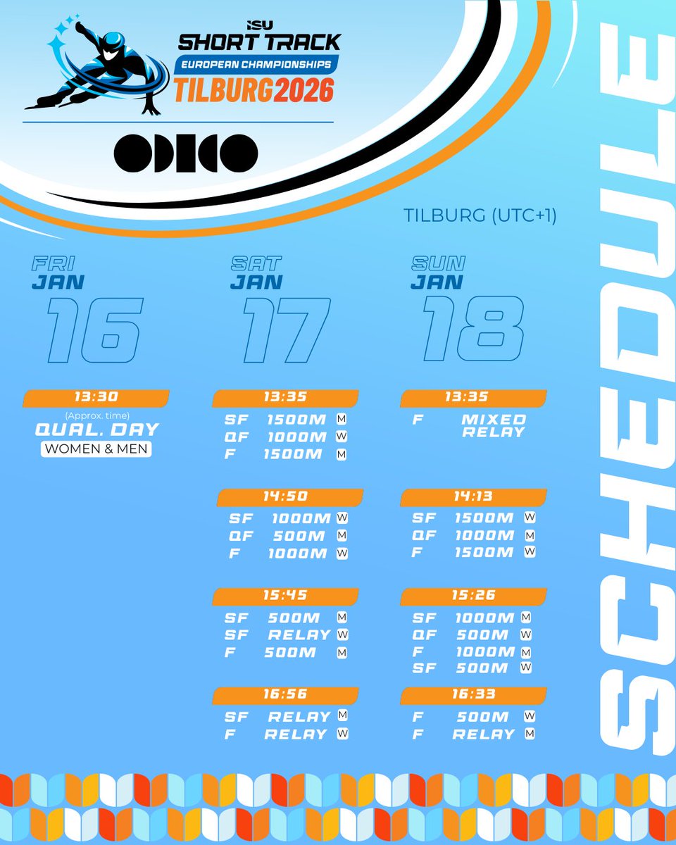 Who will be crowned European champions? 🏆 The skaters are READY! Buckle up and check out the schedule. 🎢 #ShortTrack

🔗  bit.ly/4qX1Vp3