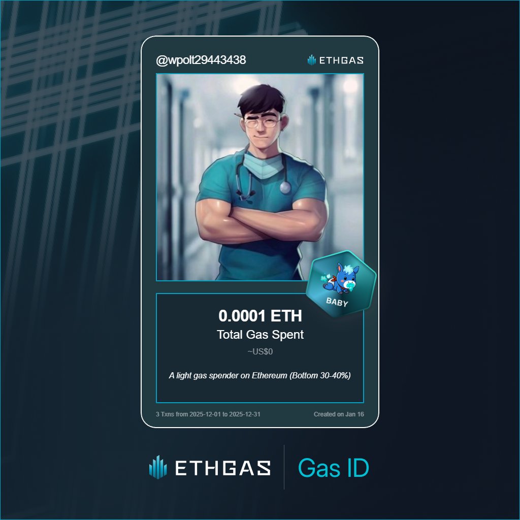 Discovered my Gas ID via ETHGas - turning my gas spend into rewards 🫘

As a Baby Jack, I've spent 0.0001 ETH on gas but earned 1 Beans back.

Get your Gas ID and Beans here: ethgas.com/community/gas-…