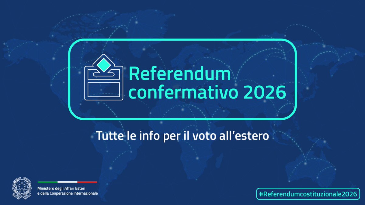 🚨REFERENDUM COSTITUZIONALE CONFERMATIVO DEI GIORNI 22 e 23 MARZO 2026  – VOTO PER CORRISPONDENZA DEI CITTADINI ITALIANI ALL’ESTERO E OPZIONE PER IL VOTO IN ITALIA🚨

Click sul link per ulteriori informazioni:
⬇️
ambmanagua.esteri.it/.../referendum…