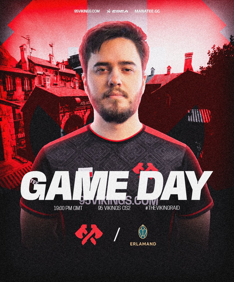 GAME DAY | <a href="/CounterStrike/">CS2</a> 

Tonight we look to bounce back from our last result as we take on Erlamand in the <a href="/ESEA/">ESEA League</a>! 🎉

🕖 | 7:00 PM GMT
🍿 | twitch.tv/95vikings
🎙️ | <a href="/Spectrioncasts/">Spectrion</a> x <a href="/PASTELAIMS/">Pastel #protectyourJoy</a> 

#TheVikingRaid 🏴‍☠️