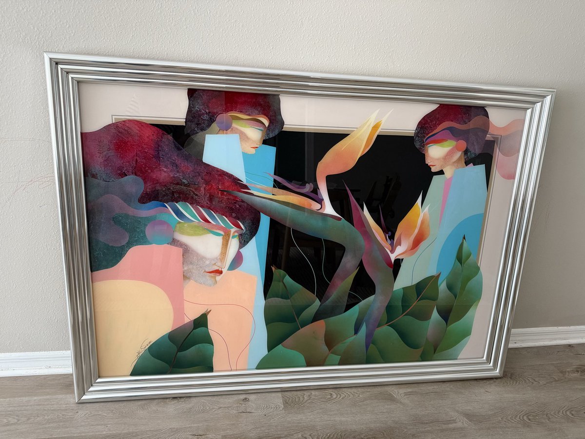 cornileac's tweet photo. I own a large original Ned Moulton painting
Reverse acrylic on plexiglass, signed ©1985
Art Deco style, 46”x65”

Ideal for hotel lobbies, restaurants, executive spaces, or feature walls.

If you work in hospitality, interior design, or FF&amp;E sourcing, please DM me. https://t.co/VEGWDAh7zz