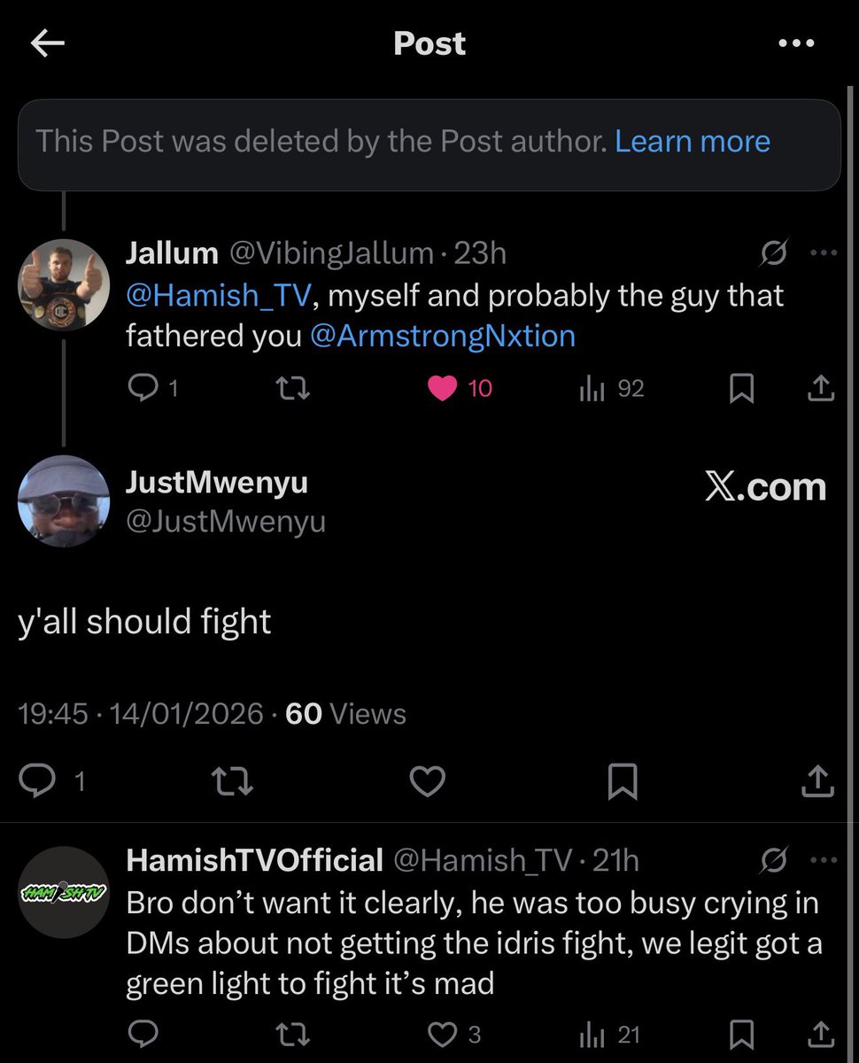 <a href="/jackdoesboxingX/">JackDoesBoxing</a> stop deleting your tweets, stop deleting your DMs on insta and man up 😭😭😭

We get a green light to fight then tell me you don’t want it cuz your still upset about not getting the idris fight, never seen u go so quiet mush 😂