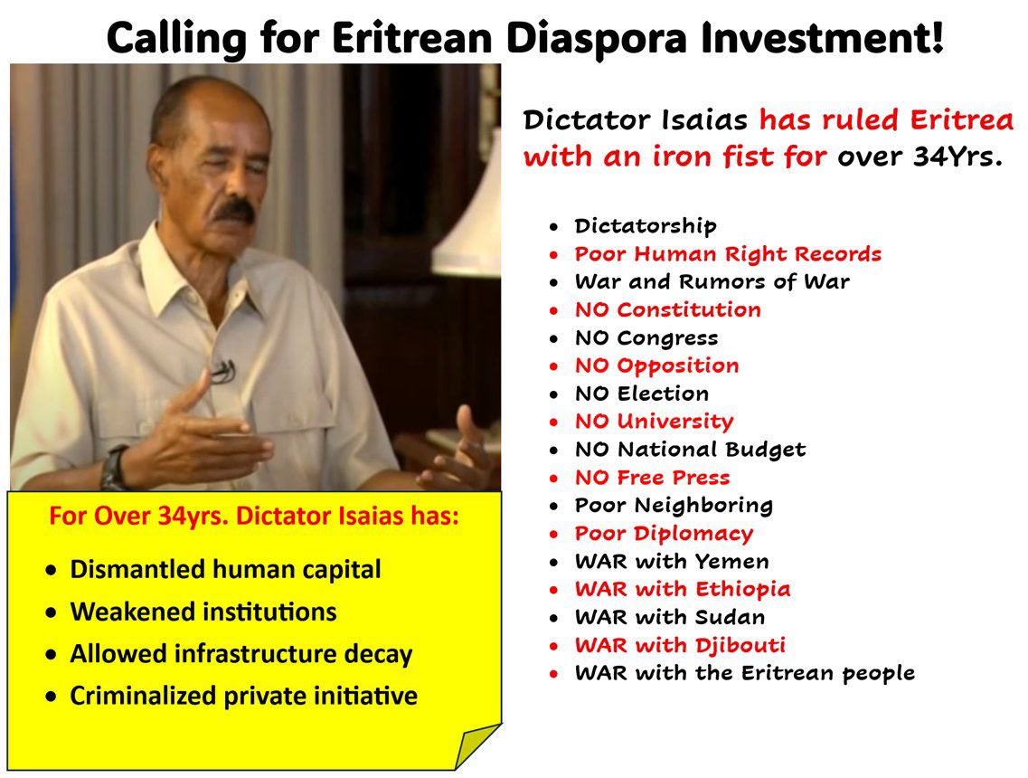 <a href="/TiborPNagyJr/">Tibor Nagy</a> <a href="/martinplaut/">Martin Plaut</a> Couldn't agree more – the dictator's brutality must be called out. Support the Blue Revolution! #EBRF #TransnationalRepression #BlueRevolution #Eritrea #NoMorePFDJTerror <a href="/BeyeneGerezghe1/">Beyene Gerezgher</a> <a href="/BereketKahsai1/">Bereket Kahsai</a> <a href="/CmaDawit/">Dawit Teferi,CPA,CMA</a> <a href="/realDonaldTrump/">Donald J. Trump</a> <a href="/KjetilTronvoll/">Kjetil Tronvoll</a> <a href="/EGerasouli35992/">Elias Gerasoulis</a> <a href="/mrubin1971/">Michael Rubin</a>