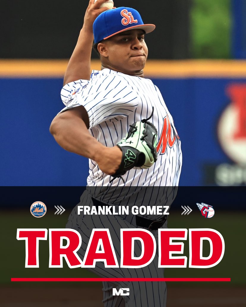 milb_central's tweet image. Gomez ➡️ Guardians

The New York Mets have traded Franklin Gomez to the Cleveland Guardians, per @mikemayer22.

#Guardians