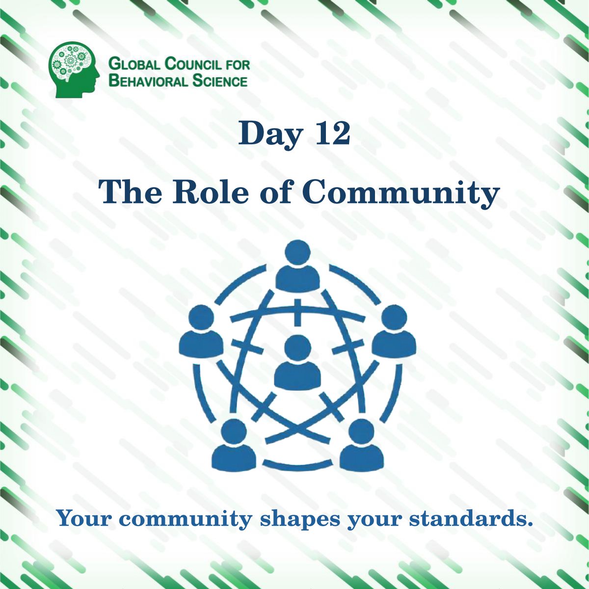 GcbsSocials's tweet photo. Day 12: The Role of Community 🤝 

Your community shapes your standards. 

The people around you influence your norms. Join a group where your desired behavior is the expected behavior. 

#Community #SupportPartner https://t.co/5JlECm2o8g