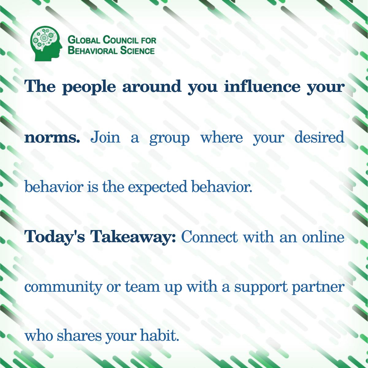 GcbsSocials's tweet photo. Day 12: The Role of Community 🤝 

Your community shapes your standards. 

The people around you influence your norms. Join a group where your desired behavior is the expected behavior. 

#Community #SupportPartner https://t.co/5JlECm2o8g