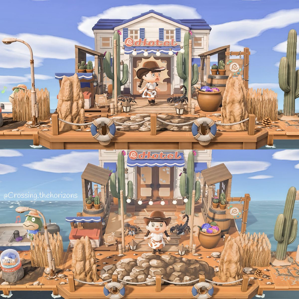 Courtneyx094's tweet photo. Welcome to Willow’s very own hotel with gorgeous desert views and exciting tourist attractions 🌵🌾

#AnimalCrossingNewHorizons #Nintendo #どうぶつの森 https://t.co/I0CPMOH0W8