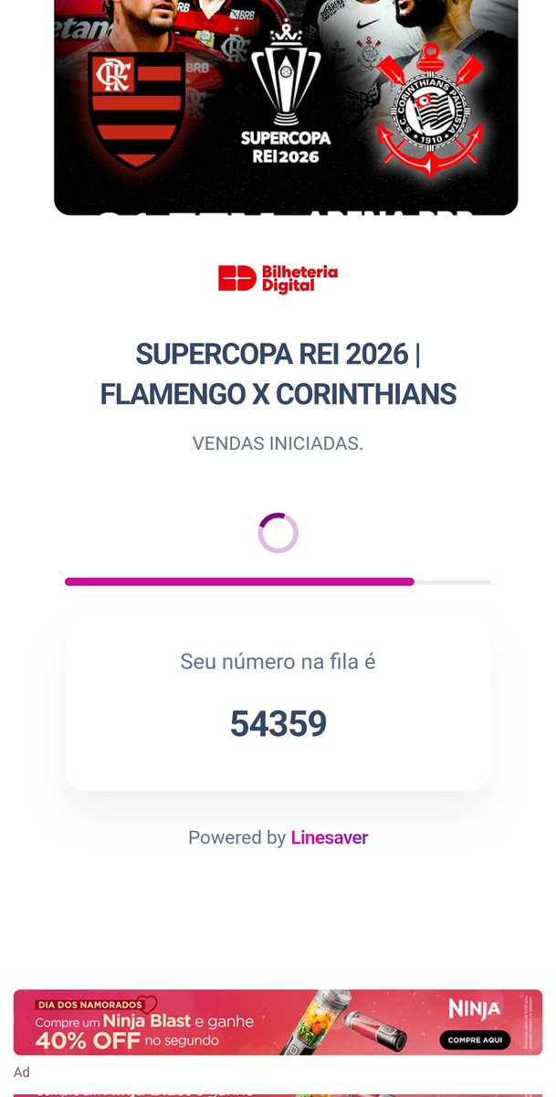 rodolfomolitor's tweet photo. Depois de 40 minutos, andei 101 posições ahhauahauah, vaiiii Corinthians!!!!
#bilheteriadigital #Corinthians #supercopa #supercopadoBrasil https://t.co/Syzg4eCwDM