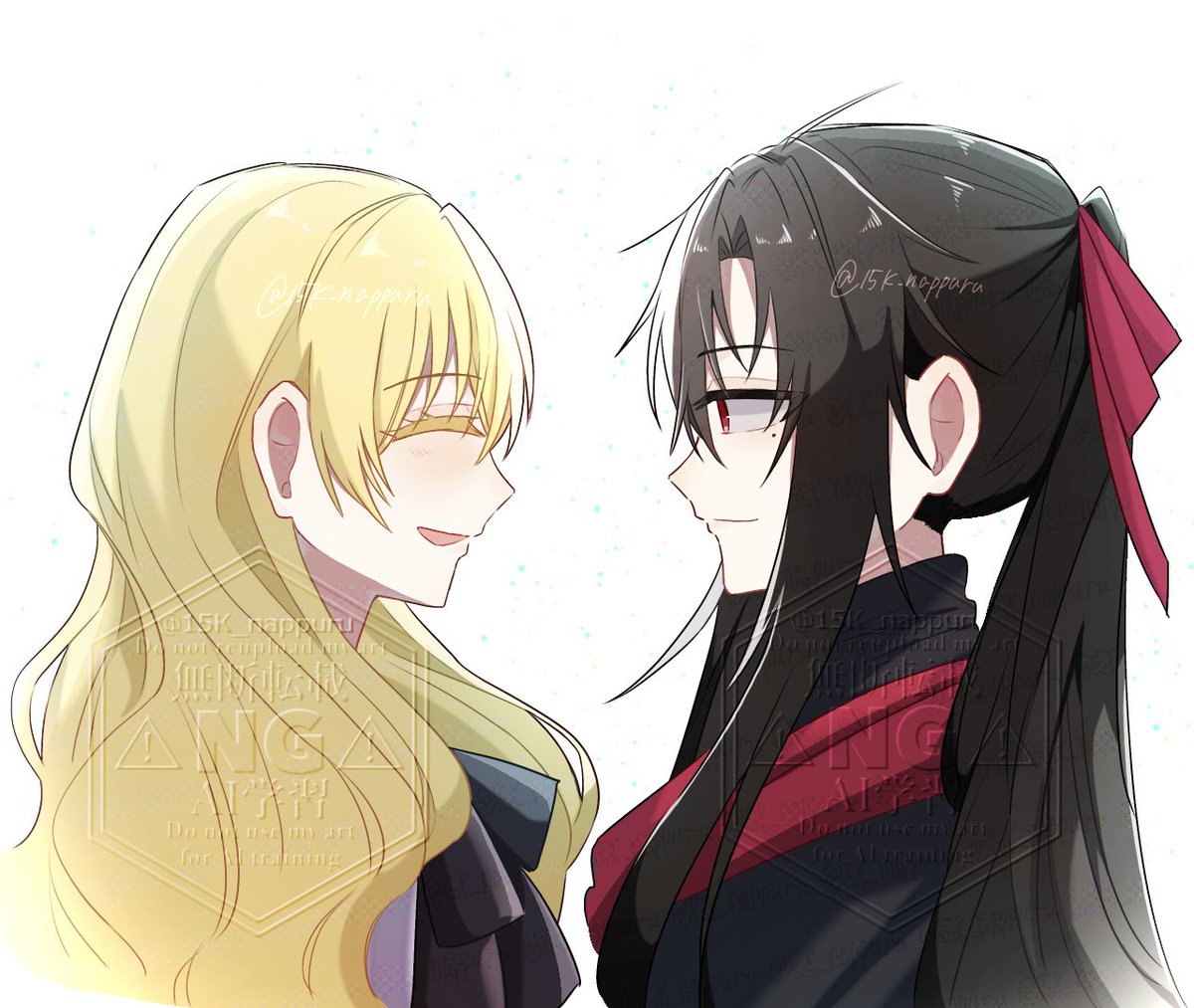 約5年前のｱﾅﾛｸﾞ絵リメイク　ルーアティ
大人ルーも好きだけど、姫様と見た目年齢合わせてる上での長髪ルーも好きです
#어느날공주가되어버렸다　#ある姫