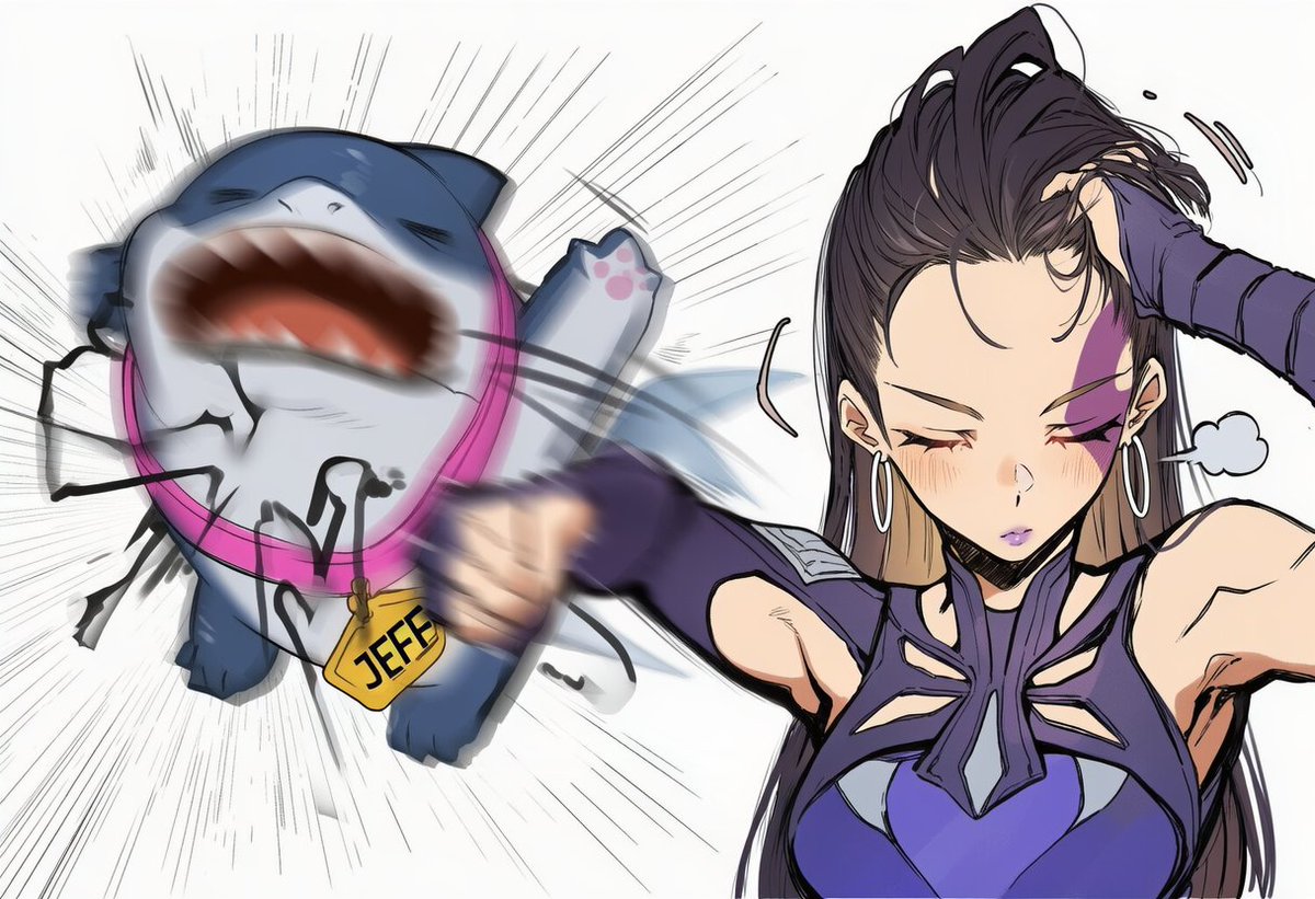 warotamin3's tweet image. Psylocke putting Jeff in his place!🦈💥 #MarvelRivals