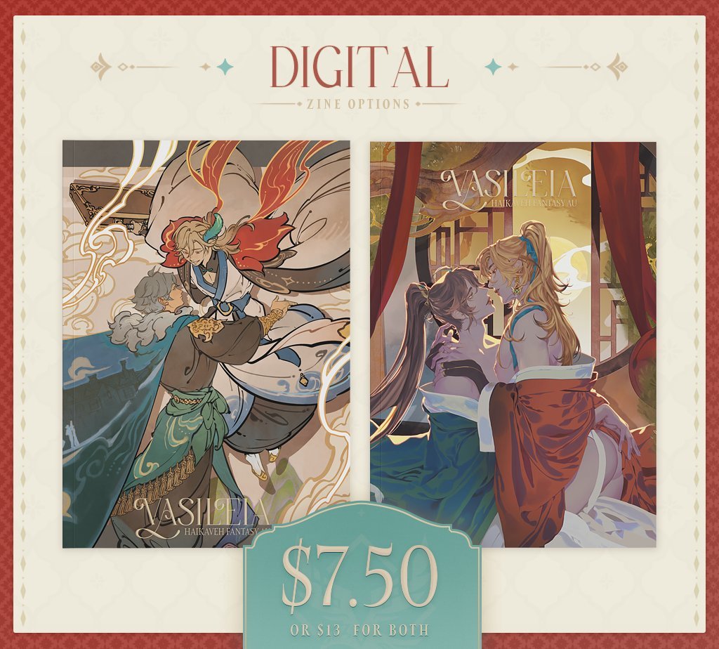 haikavehAUzine's tweet photo. ✦ DIGITAL SALES CLOSING ✦
We've completely sold out of physical products, and will be closing our digital sales at the end of the month.

If you are looking to purchase the #Haikaveh Fantasy AU zine, make sure to do so before January 31st! https://t.co/ly93isia5v