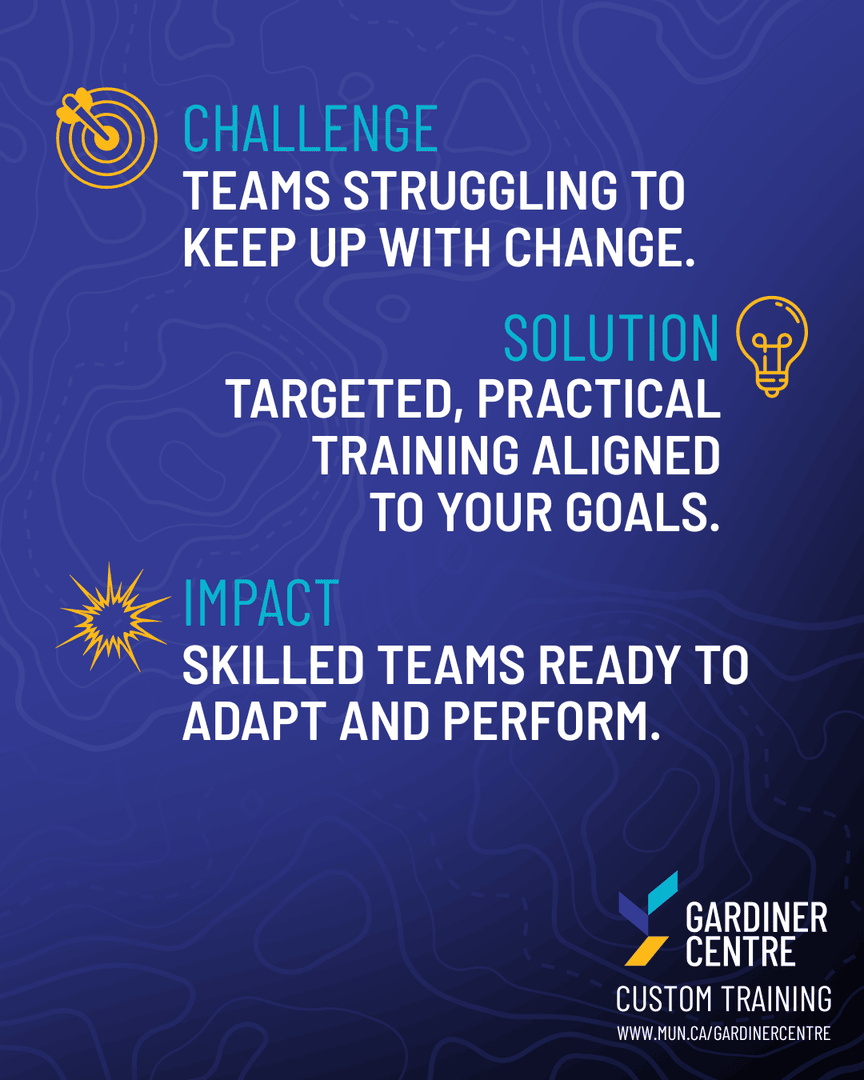 GardinerCentre's tweet photo. 🧩 Got a workplace challenge?

Gardiner Centre’s #CustomTraining is built around your goals, timing, and teams—practical learning that solves real problems.

Let’s train for what matters.
👉 https://t.co/qbEqBakhAv

#ExecutiveEducation #ProfessionalDevelopment

@MUNBusiness https://t.co/aCSf6tu3PO