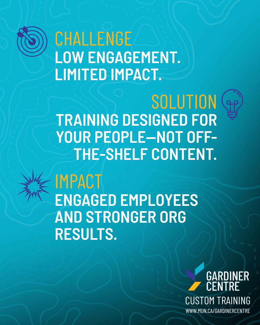 GardinerCentre's tweet photo. 🧩 Got a workplace challenge?

Gardiner Centre’s #CustomTraining is built around your goals, timing, and teams—practical learning that solves real problems.

Let’s train for what matters.
👉 https://t.co/qbEqBakhAv

#ExecutiveEducation #ProfessionalDevelopment

@MUNBusiness https://t.co/aCSf6tu3PO