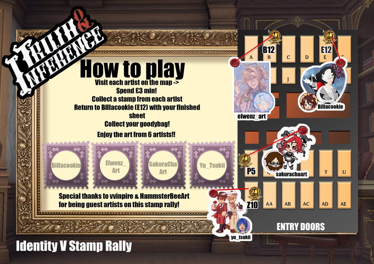 hello!!! There will be an identity V Stamp rally at megacon london!! I cant wait to see you all there!! 

#idv