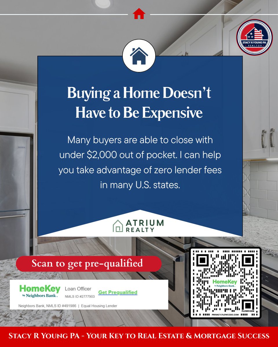 ADTV_Host's tweet image. Buying a home doesn’t have to break the bank. 🏡
Many buyers close with under $2,000 out of pocket using the right strategy, including zero lender fees in many states.
Scan to get pre-qualified or message me to learn your options.
#atriumrealty #MortgageTips #ZeroFees #HomeLoans
